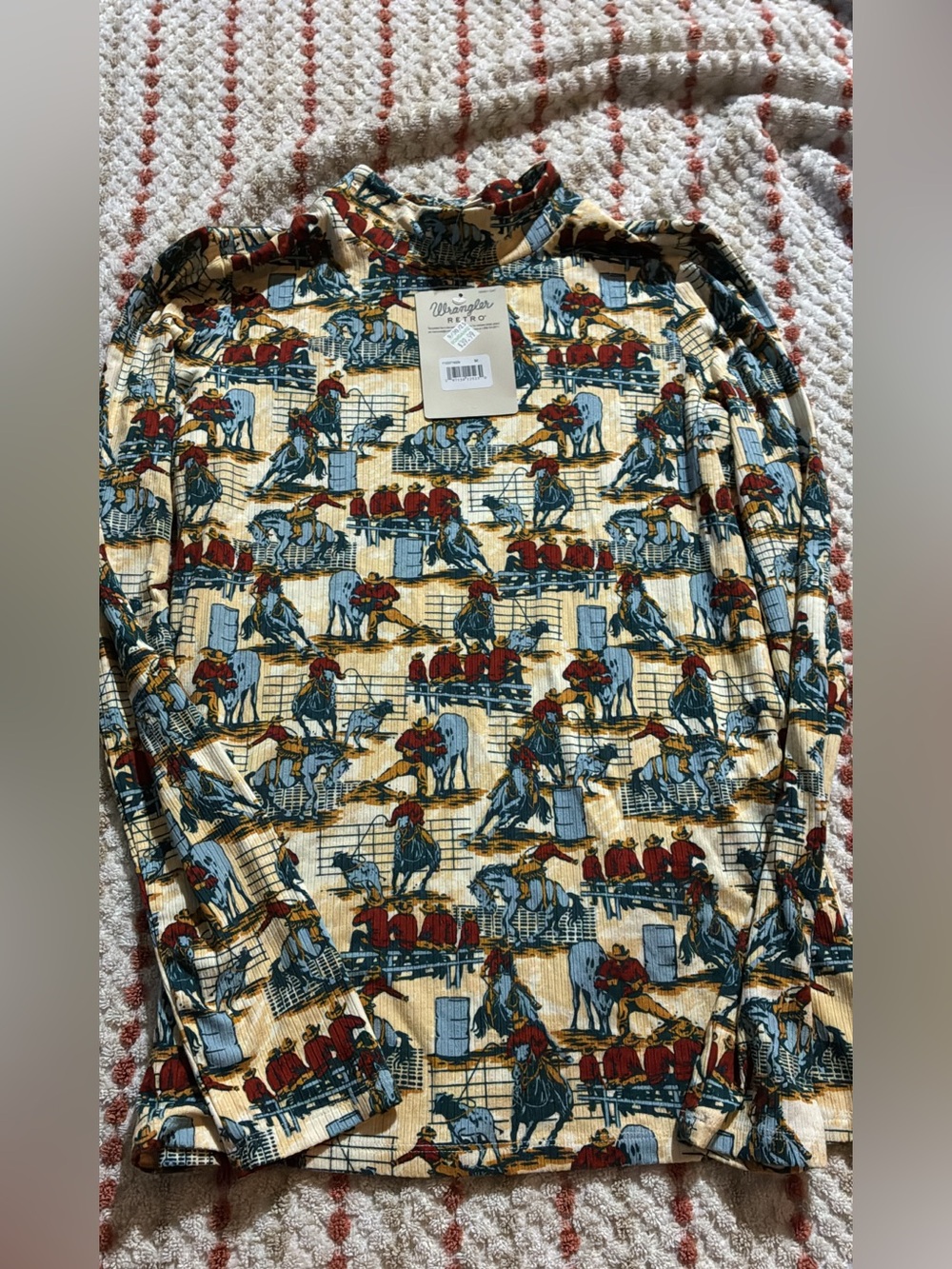 Wrangler women’s  Long Sleeve Western Print Shirt - Yellow, Red, Blue